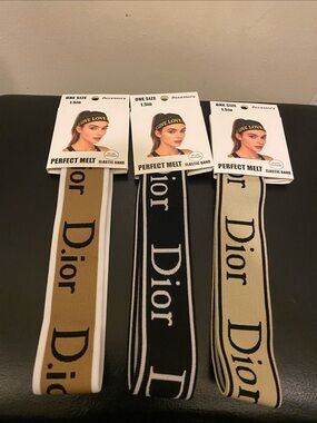 Fashion  Logo Elastic Headband - Black, Tan, Beige